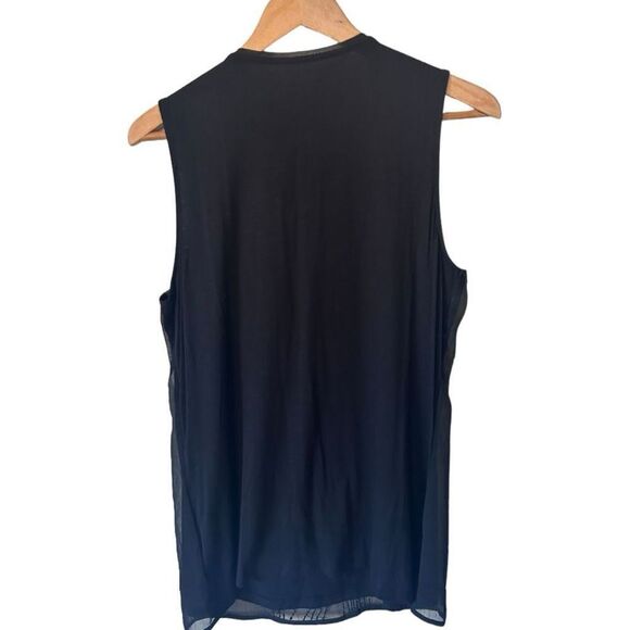 Coldwater Creek Beaded Scoop Neck Sleeveless Chiffon Shell Top Black Size Medium - Picture 6 of 9